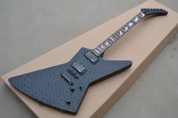 カスタムヘビーメタルMX250ジェームスヘットフィールドマットブラックダイヤモンドプレートエレクトリギターシカのスカルモップインレイギターブラックハードウェア