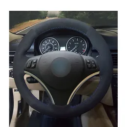 DIY Black Suede Leather Car Steering Wheel Cover for BMW E90 320i 325i 330i 335i E87 120i 130i 120d Accessories Parts199q