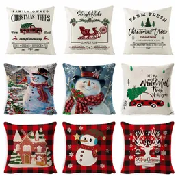 Christmas Travesseiro cobre linho almofada caixa quadrado sofá decorativo almofada capa de almofada de almofada de natal decoração home 37 designs 5737