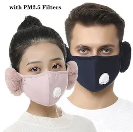 Face Mask Cover With Plush Ear Protective Mask PM2.5 Thick And Warm Mouth Masks Winter Mouth-Muffle Earflap Outdoor YYB1938