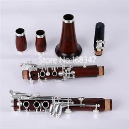 Professional Clarinet Tune B Rosewood Silver keys Solid wood Professional musical instrument With Case Free Shipping