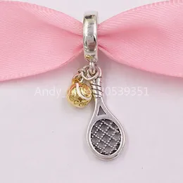 Andy Jewel Authentic 925 Sterling Silver Beads Pandora Shine Moments Tennis Racket & Ball Dangle Charm Charms Fits European Pandora Style Jewelry Brace