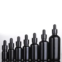 2020 Ny design 10ml 15ml 20 ml 50 ml 100 ml Svart glasdroppflaskor E flytande glasflaskor för essentiell