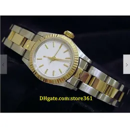20 stil casual klänning mekanisk automatisk 26mm 2tone guld rostfritt stål Perpetual Watch White Dial 67193
