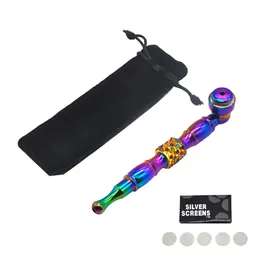 HONEYPUFF Colorful Premium Zinc Alloy Tobacco Pipe Length 130 mm Metal Smoking Pipe Hand Pipe With Black Gift Bag Metal Filter Screen