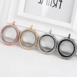 30mm Buzlu Out Kristal Yuvarlak Bellek Fotoğraf Cam Oturma Yüzer Lockets Kolye Moda Takı Zinciri Olmadan