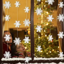 3D偽のスノーフレーク装飾文字列ガーランドクリスマスバナーパーティーぶら下がっているペンダント新年クリスマスツリーの装飾品ウィンドウDIY