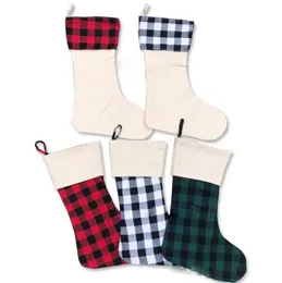 Buffalo Plaid Christmas Stocking 5 Styles Poly Sublimation Blank Xmas Santa Stockings Christmas Party Decor OOA8297