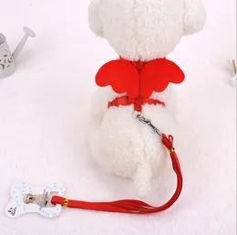 Gullig ängeldjur hundförband och halsband set valp ledare för små hundar katter designer vinge justerbar hund sele husdjur tillbehör gd684