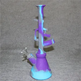 11 polegadas de altura Silicone Bong Dab Rig Silicon Hookah Shisha Water Tubs Portable Hookah Bubble Oil Plates