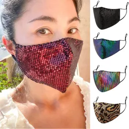 dhl face mask adult summer sunscreen sequined reusable black red fashion masks breathable dustproof thin personality facemask