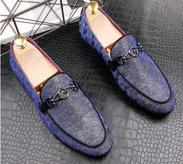 Men Fashion blue Casual Loafers Spring Autumn Pointed Toe Tassels Slip on Sneakers Male Breathable Crystal Leisure Shoes319Q