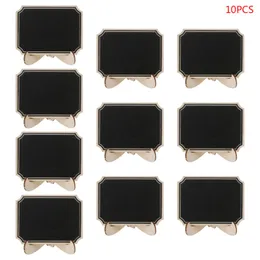 10 sztuk / partia Drewniane Mini Blackboard Stół Restauracja Znak Memo Message Stand Kredowa Board Wedding Party Decoration Supplies