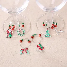 Christmas Wine Mug Recognizer 6 Pcs/set Glass Wine Label Xmas Ornament Glasses Marker Santa Xmas Tree Glass Bottle Decoration