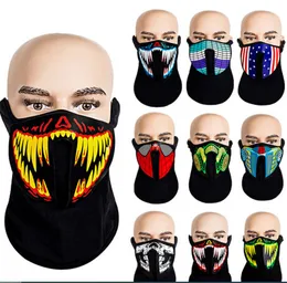 LED Parti Maskesi Işık Yukarı Ses Yüz Ses Kontrolü Maskesi Kafatası Maskeler Yarım Yüz Facemask Cadılar Bayramı Partisi Revel Cosplay E81201 Maske Aktif