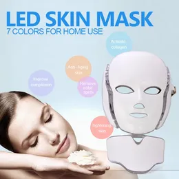 7 Colors LED Face Mask Photon PDT Light Theray Facial Shield with Neck Skin Rejuvanation Multifunction Freckle Removal Beauty Machine