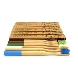 Naturalne bambusowe narzędzia do zębów do zębów do zębów drewna Brosse A wgniecenia bambusa miękkie włosie Naturalne ekologiczne bambusowe włókno drewniane uchwyt szczoteczka do zębów dla dorosłych