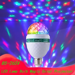 Laser Lighting 3W E27 RGB LAMP LAMP BŁUGA MAGICZNA PROJEKT AUTO ROTOWANIE ŚWIATŁA AC85-265V DLA PARTA Wakacyjnego KTV Disco
