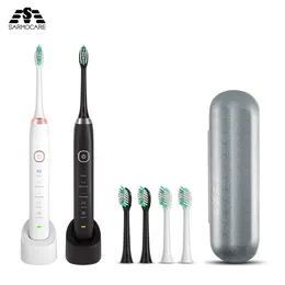 Sarmocare S100 Ultrasonic Sonic Electric Toothbrush LED indicador escovas de dentes IPX7 impermeável 5 modelos sem fio recarregável para as pessoas