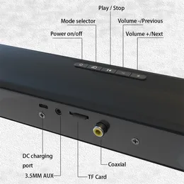 Freeshipping 20W 블루투스 사운드 바 무선 스피커 Hifi 스테레오 홈 시어터 TV 사운드 바 서라운드 사운드 듀얼 서브 우퍼 TV PC 용