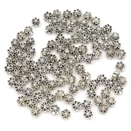 500pcs antikvitet silverpläterad blomma spacer pärlor lösa pärlor för att göra armband smycken tillbehör diy handgjorda hantverk 6x4mm