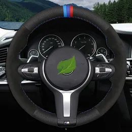 DIY Black Genuine Leather Car Steering Wheel Cover For BMW M Sport F30 F31 F34 X1 F07 F10 F11 X2 F25 F32 F33 F36 F39 X3 F48