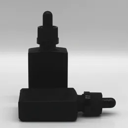 30ml svart frostat glas flytande reagenspipett dropper flaskor kvadrat eterisk olja parfymflaska rökolja e flytande flaskor LX3344