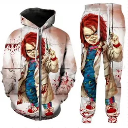 Release New Men/Womens Halloween Child Funny 3D Print Fashion Tracksuits Pants + Zipper Hoodie Casual Sportswear L07