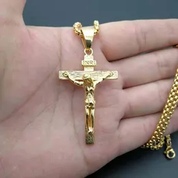 316L rostfritt stål Hip Hop Jewlery Jesus Cross Pendant Necklace Men Women Street Dance Rock Rapper Religion Accessories Gift