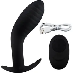 Remote Control Vibrating Prostate Massager Men Anal Plug Waterproof 10 Stimulation Patterns Anal Vibrators Silicone Sex Toys J1617