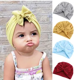 Cotton Turban Criança Headband para Ferramentas bebê Crianças Headwear Beanie chapéu com flor elástica macia Headwrap Cabelo Styling