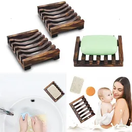 Hot Natural Wooden Bamboo Soap Dish Tray Holder Storage Soap Rack Plate Box Container for Bath Shower Plate Bathroom