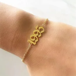 Minimalism Number Anklet Bracelet For Women Foot Jewelry Stainless Steel Gold Special Dates Birth Year Anklets Friendship Gifts