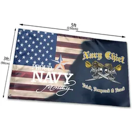 Proud Navy Family U S Navy Emblem Flag 3x5ft Polyester Outdoor or Indoor Club Digital printing Banner and Flags Wholesale