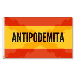 3x5 Bandera de España con-la sombra-de la-Cruz-de Borgoña-y-la palabra antipodemita podemos, Custom 3x5ft Flags, Free Shipping