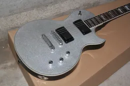 Factory Custom Bright Silver Electric Guitar with Upgrade to import hardware,Fixed Bridge,can be customized