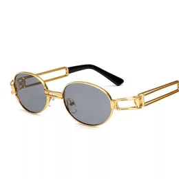 2020 Ny vintagemaskin Punk Style Cool Solglasögon Dubbelram Ben Full metallram med runda linser Färger Glasögon