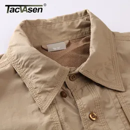 Tacvasen Men's Tactical Summer Lightweight Quick Secagem Exército Militar Manga Longa Trabalho Ao Ar Livre Camisas de Carga 200925