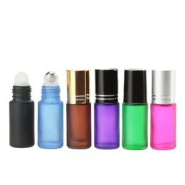 5ml Frosted Thick Glass Perfume Roll on Bottle with Stainless Steel Ball Essential Oil Bottle fast shipping LX2858