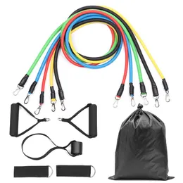 11 stks / set Oefeningen Resistance Bands Set Latex Buizen Pedaal Body Home Gym Fitness Training Workout Yoga Elastische Pull Touw Apparatuur
