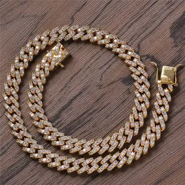 10mm Width 16/18/20inch Men Women Ice Out Bling CZ Miami Cuban Chain Necklace Bracelet Jewelry for Men Women Hot Gift