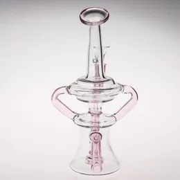 Pink Hookahs Water Pipes Joint 14.4mm dab Recycler Oil Rigs Glass Bong With Eercolator Bowl Circulation