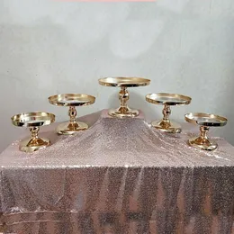 1ピース-5PCSミラーの結婚式の装飾2または3層のカップケーキディスプレイゴールドメタルケーキスタンドの高級パーティーテーブルデコレーション