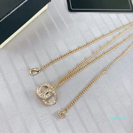 Hot Sale Brass classic necklace French Couture CZ Cubic Zirconia letter pendant necklace fashion women's sweater chain