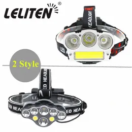 XML-COB + 3 * T6 LED 2 Styl Reflektor Czerwony Light Fishing Headlamp Góruje Head Head Lampa QHAU #