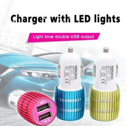 Mini Universal Car Charger Gniazdka zasilająca zasilacz Wtyczka LED LED LIGE Light Chargers ładowanie adaptera do iOS i telefonów komórkowych MQ200 MQ200