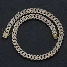 12mm 16/18 / 20inch guldpläterad bling cz sten kubansk kedja halsband smycken för män kvinnor