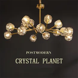 Modern Amerikan tüm bakır kristal avize kolye lambaları aydınlatma ve yemek odası lüks altın parlaklık mutfak moleküler sanat asılı