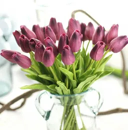 PU Mini Tulip Artificial Flower Holding Blommor Bröllop Hem Fake Blommor GD545