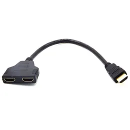 1 Input 2 HDTV Splitter Cable HD 1080P Video Switcher Adapter Output Port Hub For X-box PS3/4 DVD HDTV PC Laptop TV 30cm